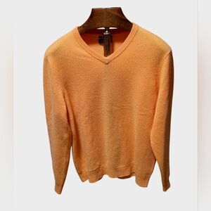 Club Room Men's 100% Cashmere Orange V Neck Lightweight Sweater Size Medium